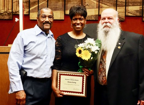 Kings County Supervisor Joe Neves with Dr. Willie Ewing and daughter Dionne Ewing.